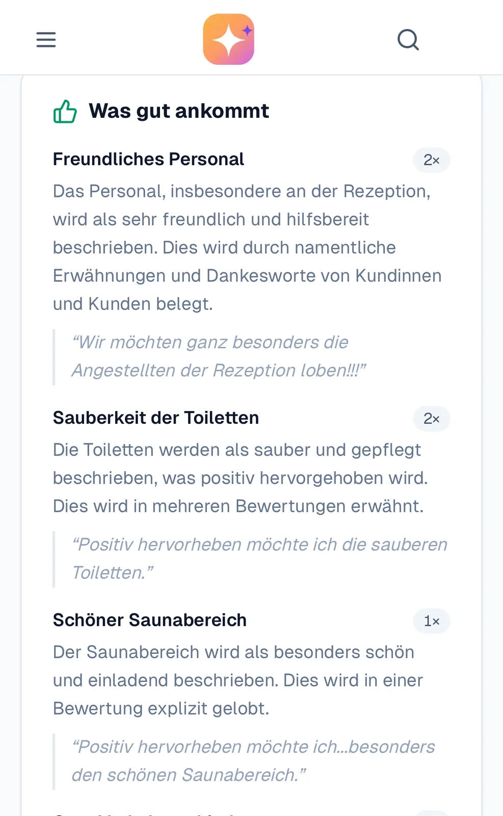 Auswertung: Was Kunden an Ihrem Betrieb loben