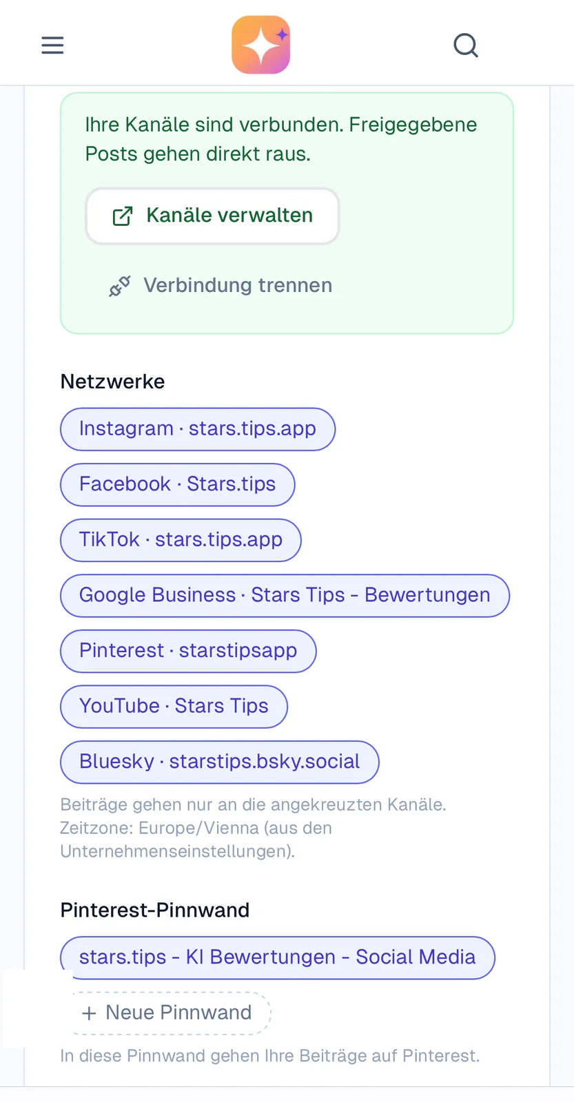 Verbundene Kanäle im Content Pool