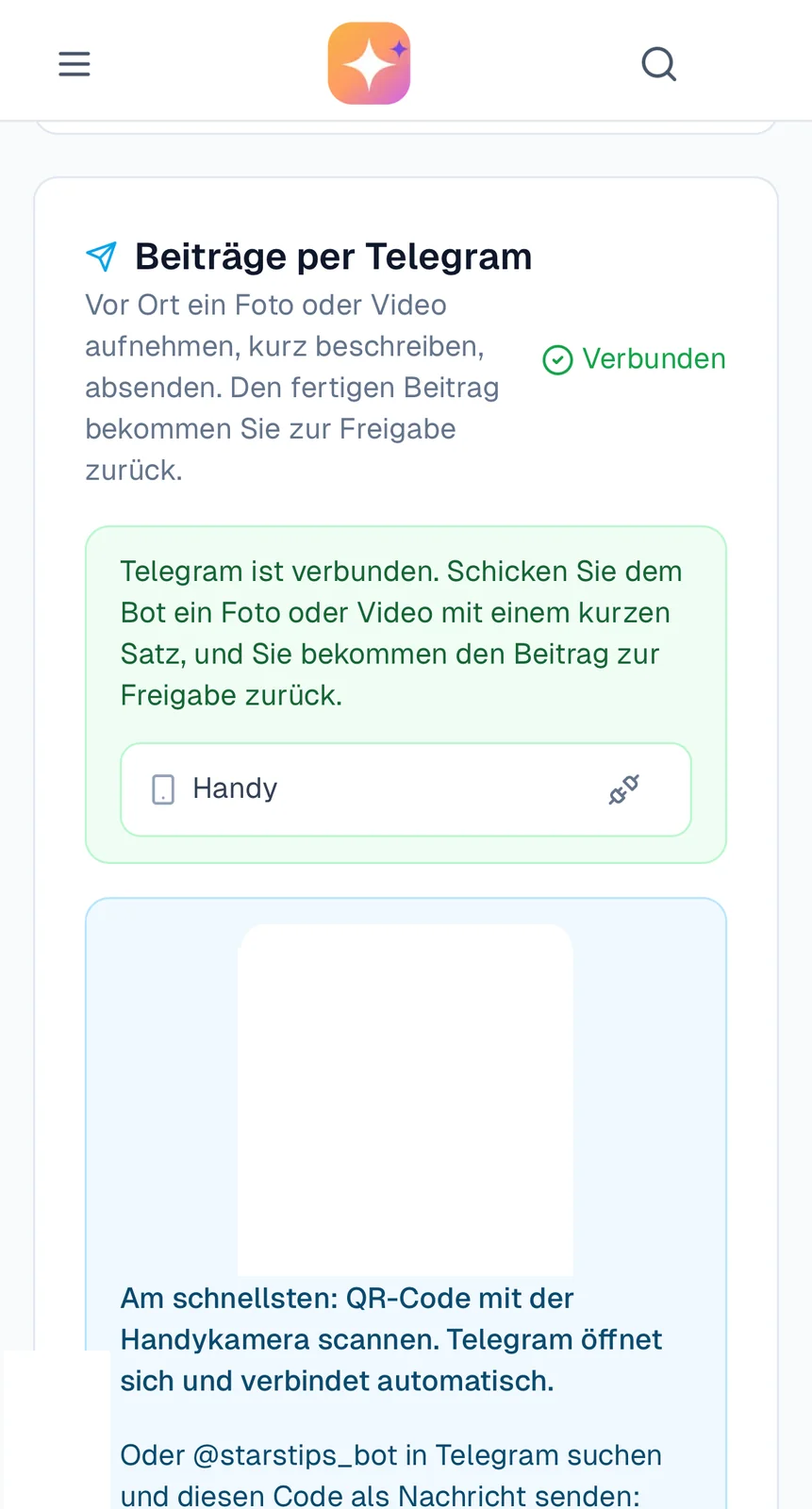 Telegram per QR-Code verbinden